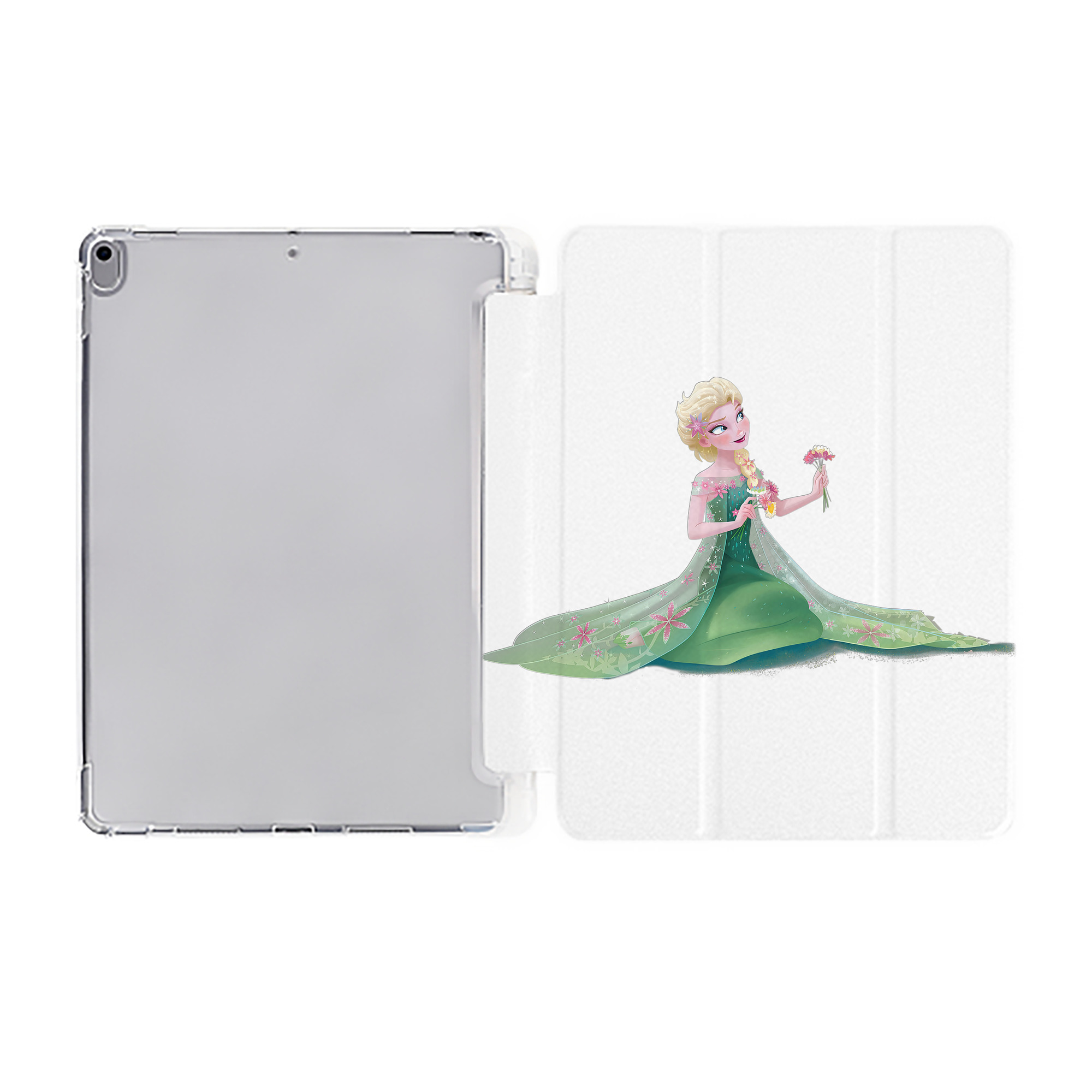 （画像用） アナと雪の女王 アンナ エルサ Frozen Anna Elsa IPad ケース ペン収納付き 三つ折りスタンド PUレザー×シリコン 対応機種9.5/10.5/10.9インチ